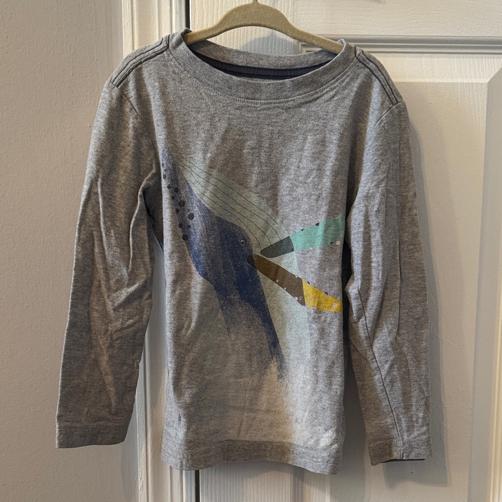 Kids' Gray Long-Sleeve Graphic Tee - Whale Design
